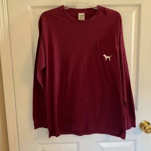 PINK Victoria’s Secret burgundy long sleeve T-shirt Women’s Size Medium